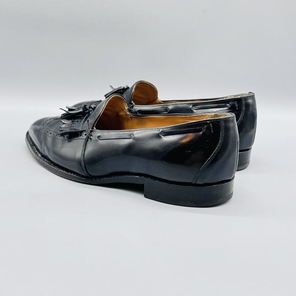 Johnston & Murphy Shoes Mens 10 Black Leather Tassel Loafers Made USA Vtg main image 7